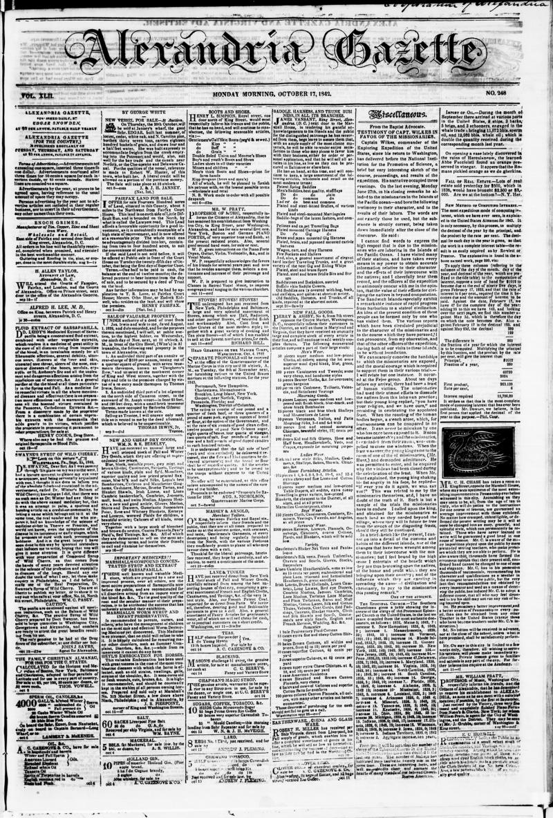 Alexandria Gazette — Croton Water Celebration (Oct 17, 1842)