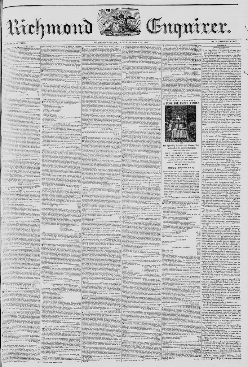 Richmond Enquirer — Croton Aqueduct Ode (Oct 21, 1842)