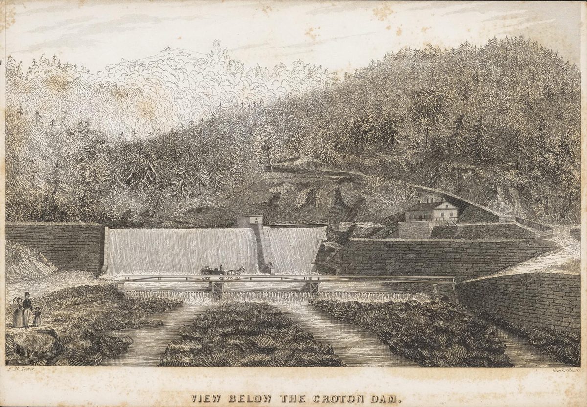 Frontispiece from F.B. Tower's "Illustrations of the Croton Aqueduct" (1843). The engineering achievement that inspired the poems.
